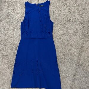 Tahari ASL Cobalt Blue Laser-Cut Sleeveless Fit-and-Flare Dress